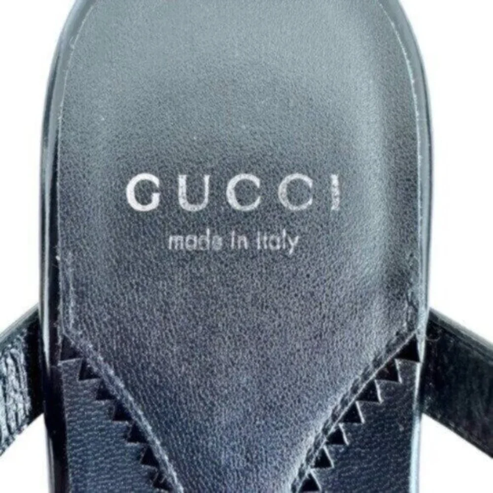 NIB Gucci Divine Horsebit Nero Black Caged Leather Slingback Sandals Size 7.5 - Picture 14 of 16